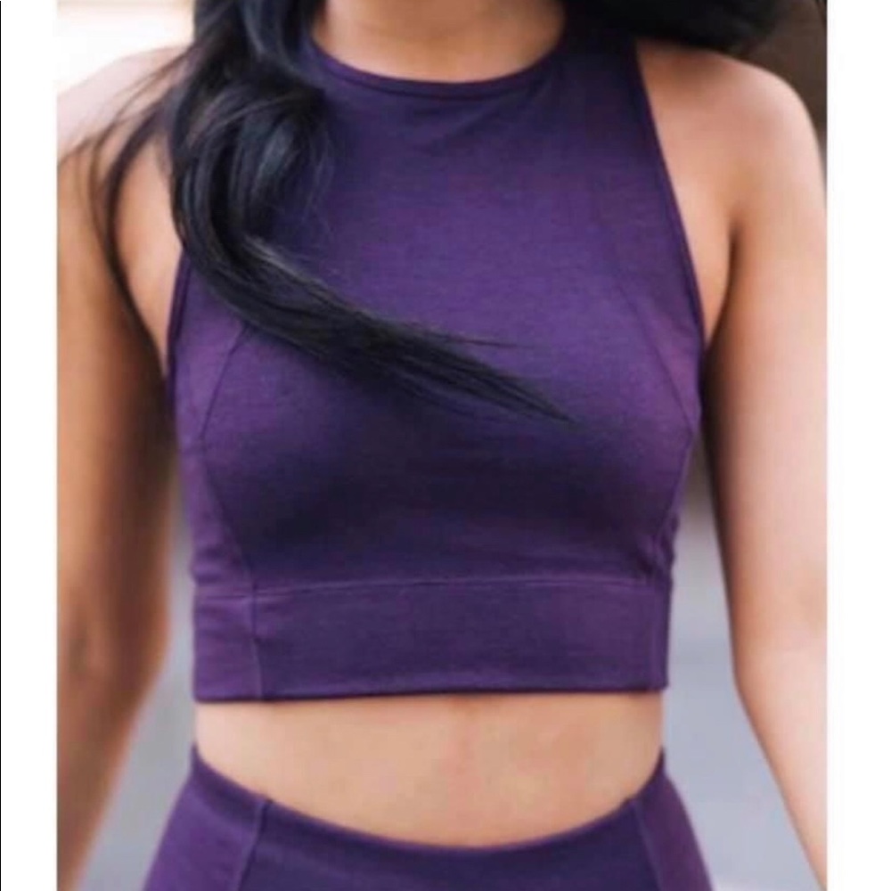 Zyia purple knit halter crop top